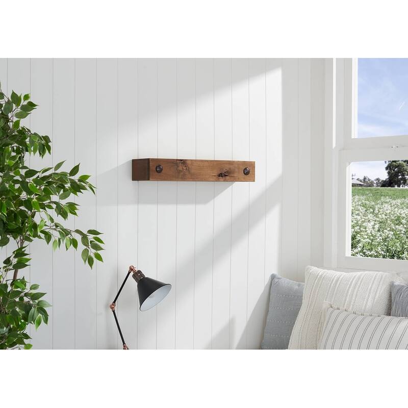 DRAKESTONE Farmhouse Floating Shelf w/ Clavos, Walnut On Sale Bed Bath & Beyond 35985225
